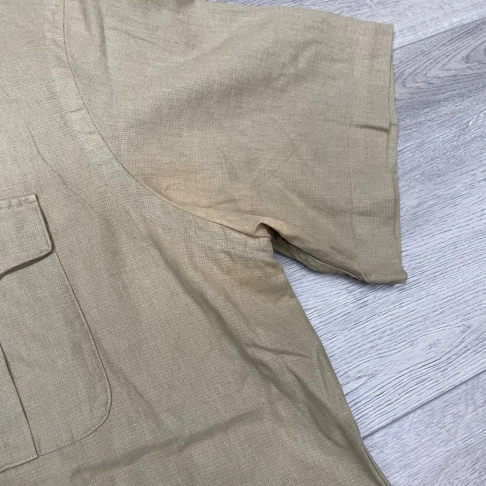 Polo Ralph Lauren Tan Brown S/S Camp Style Shirt Men Sz XL FAIR